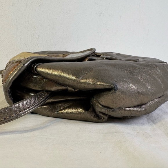 Atalla Vintage 80s 40s Art Deco Geometric Textural Metallic Genuine Leather Bag - Picture 13 of 16